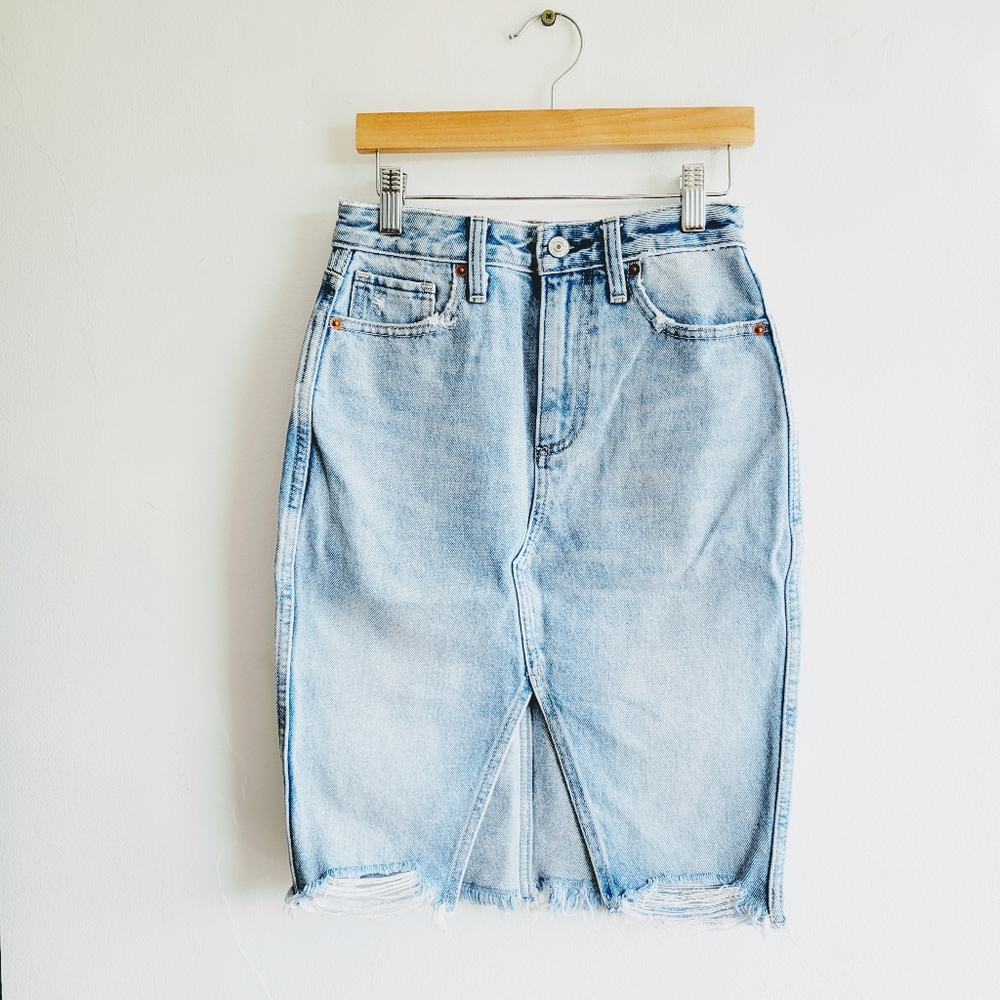 Abercrombie & Fitch | Distressed Denim Pencil Skirt